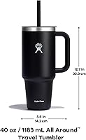 Vista 8 de Hydro Flask Vaso de Viaje de 40 Oz con Asa, Tapa y Pajita - Acero Inoxidable Aislado en 40 Oz Birch