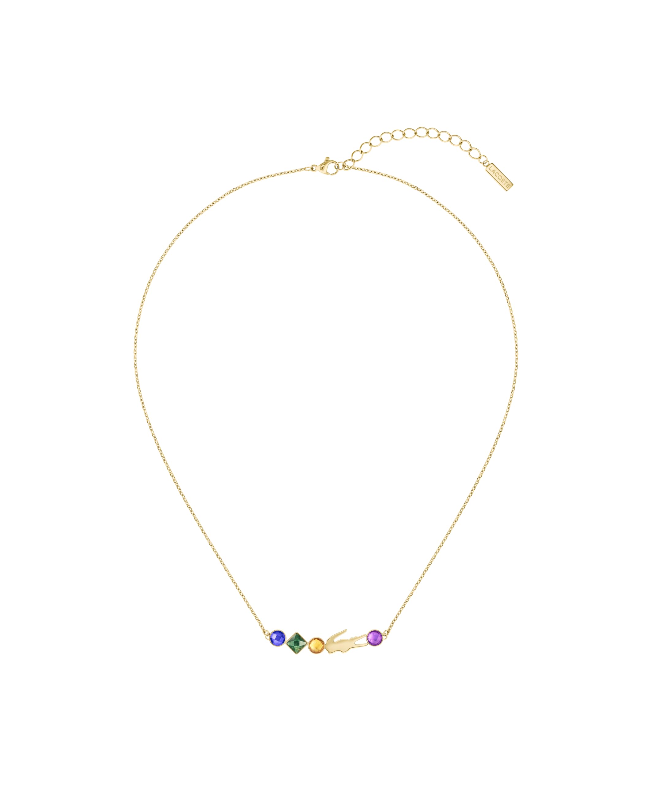 Lacoste Ohrstecker, Gliederarmband oder Gliederhalskette für Damen Kollektion DEVA aus Geldgoldfarb, Necklace