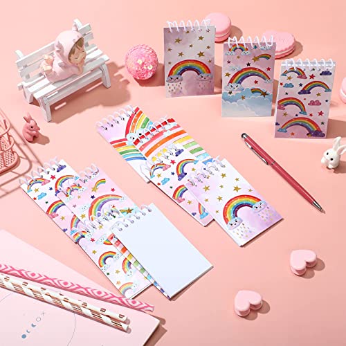 Lot de 24 mini carnets à spirales arc-en-ciel imperméables pour note de bureau - 4