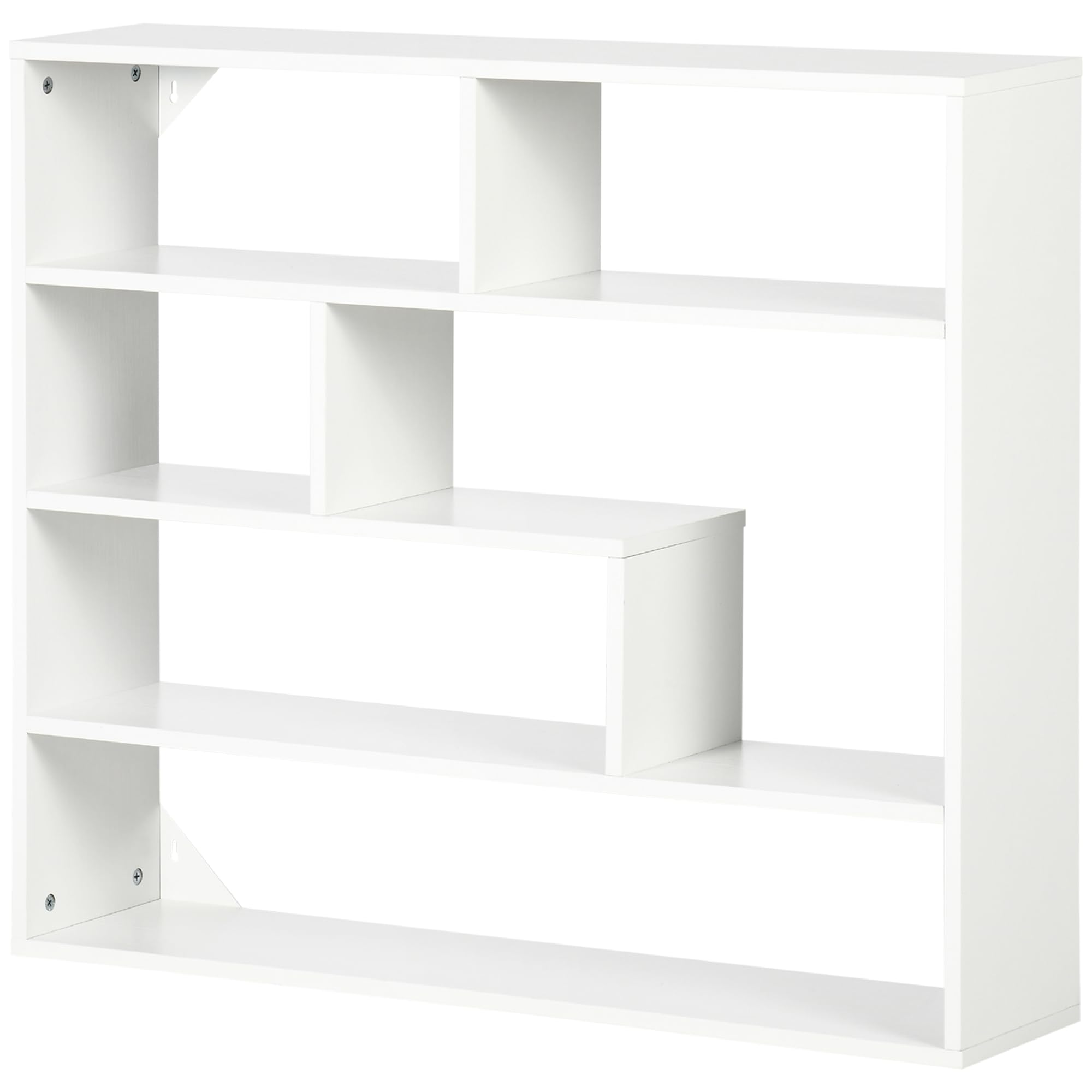 HOMCOM Libreria a Muro Moderna a 4 Livelli, Scaffale in Legno Salvaspazio,Mensola da Muro per Salotto e Ufficio, 94x19.5x80cm, Bianco