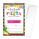 Zodvery Mexican Fiesta Birthday Party Invitations Cards - Taco Cactus Party Supplies for Kids, Boys or Girls - 20 Fill in Birthday Party Invitations and 20 Envelopes set/14