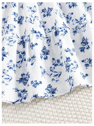 Floerns Girl's Boho Floral Print Puff Short Sleeve A Line Dress Ruffle Hem Summer Dresses4