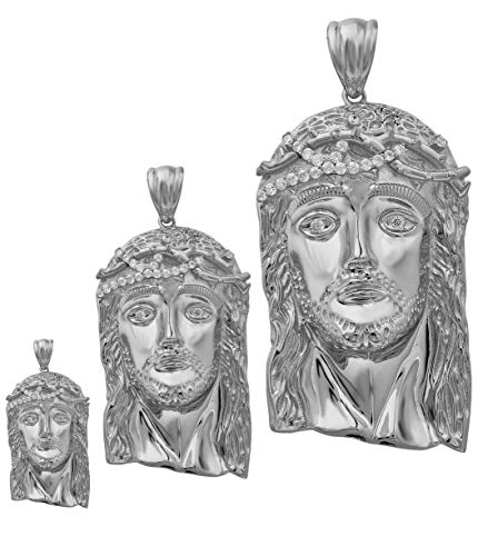 HarlemBling Solid 925 Sterling Silver Iced Jesus Piece Pendant - Men's - Great For Any Chain!