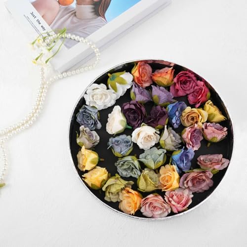 Image of VRB Dec 24pcs Eden Rose Artificial Flowers for Decoration,Artificial Flower,Flower for Hair Styling, for Pooja, for Home Decor,Diwali. (24 Pcs Fabric Eden Rose)