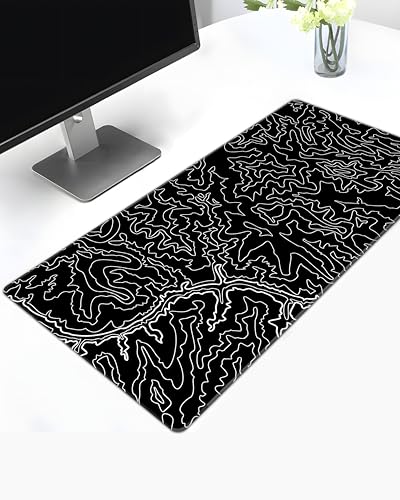Image of Black Canyon Map Stitched Mousepad (11x23) for Laptop, Desktop, PC and Gaming Deskmat (Stitched Black 2.O, L)
