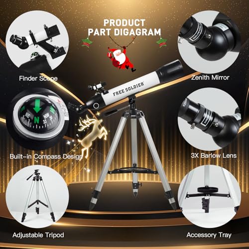 Image of Telescopes for Adults High Powered, 700x90mm AZ Astronomical Professional Refractor Telescope for Beginners Astronomy with Advanced Eyepieces, Cool Astronomy for Christmas, White