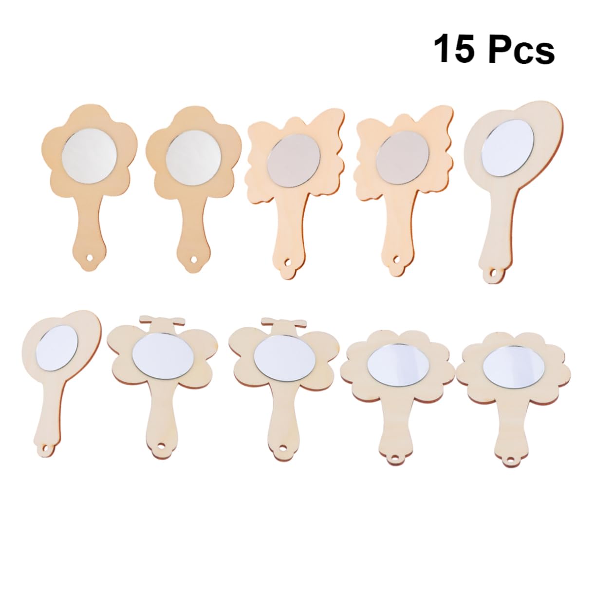 ERINGOGO 15Pcs DIY Painting Mirrors for Unfinished Wooden Base Craft for Home School Art Projects Fun Present for Creative Play Learning