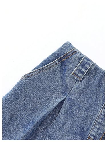 Floerns Girl's Casual Wide Leg Denim Pants Pleated High Waisted Vintage Baggy Jeans3