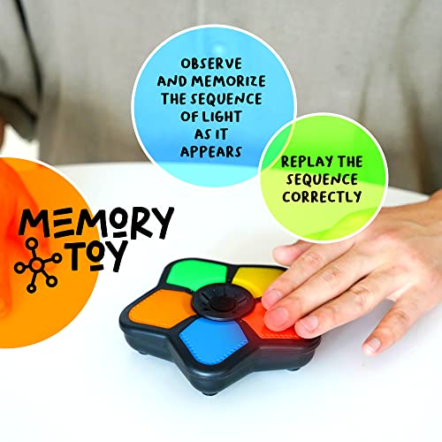 Light-Up Memory Game with Sounds - Electronic 5 Sequence Handheld Classic Brain Toy for Boys, Girls & Adults, Lightweight, Portable Gift for Kids - Image 5