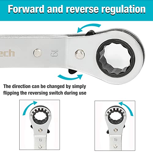 DURATECH 5 stuks ratelsleutels met dubbele ring - 6 mm - 21 mm - met draagtas - Afbeelding 6