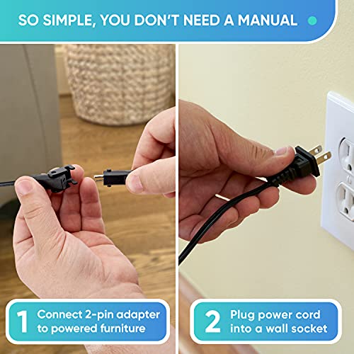 Universal Power Cord For Recliner Chair - Compact 2-Pin Power Adapter For Recliner Sofa, Lift Chair, Recliner Couch - 2A Ac/Dc Switching Power Supply Compatible With Most Makes & Models #TOP4