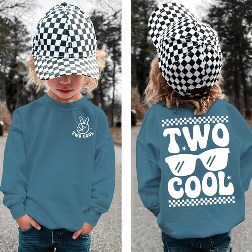 KEKEMI Two Cool Birthday Sweatshirt Toddler Boy 2T Birthday Long Sleeve Shirt 2 Years Old Bday Party Outfit Fall Tops Clothes4