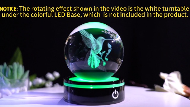 Figura Decorativa Bola de Cristal Colibrí 3D con Base LED miniatura 7