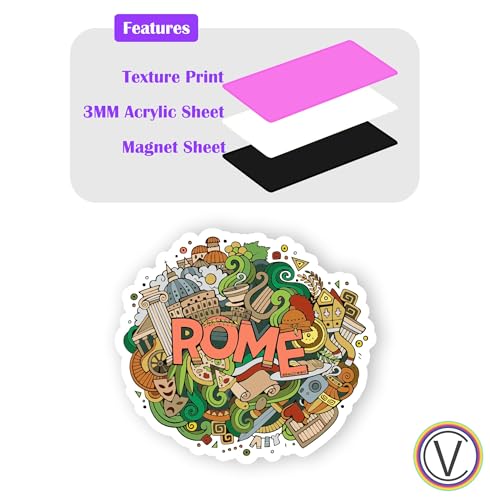 Image of Rome Acrylic Fridge Magnet - UV Textured Printed, Stylish Multicolor Magnet for Fridge, Wardrobe & Metal Surfaces, Pack of 1 (Rome)