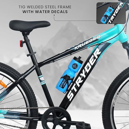 Image of Stryder 27.5T Krueger Mountain Cycle for Men & Women with Front Suspension and Dual Disc Brake | Single Speed Cycle - Ideal for 12+ Years (Frame: 18 Inches) (Black::Teal Green)