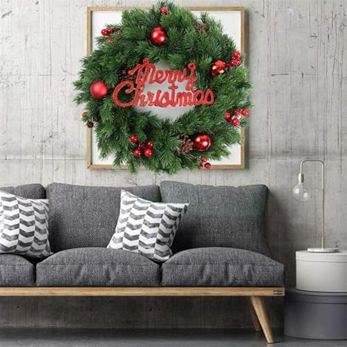 Couronne de Noël pour porte extérieure et maison lot de 2 - 3