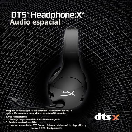 HyperX Cloud Stinger Core: Auriculares inalámbricos ligeros para juegos de PC con audio DTS 3