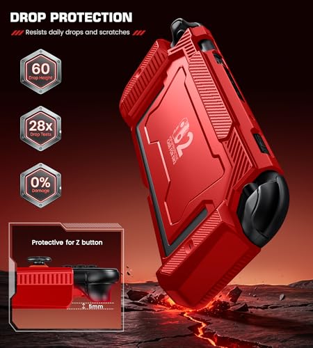 Image of Dockable Red Case for Nintendo Switch 2,[Exclusive Pop-up Joy-Con Quick Release][Military-Grade Protection][Stand Compatible] Switch 2 Protective Case with Ergonomic Grip, Shell for Switch 2 Console