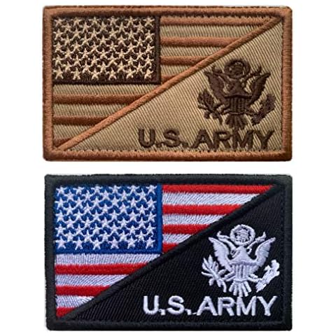Antrix 2 Pcs American Flag/AR Veteran US Armed Forces Embroidered Patches Hook & Loop Emblem Badge for Hats Backpacks Bags Jackets Cover
