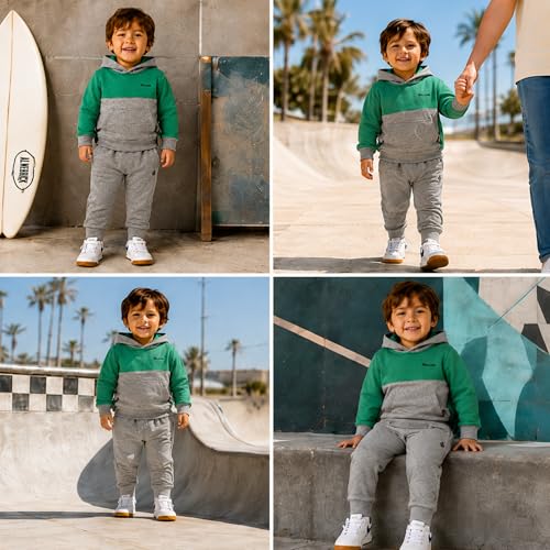 Image of Volcom Infant Toddler Baby Boys Joggers Set - 2 Piece Fleece Pullover Hoodie and Jogger Pants Activewear Set (Sizes: 12M-7)