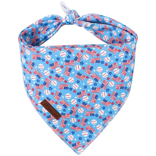 UP URARA PUP 4th of July Dog Bandana Patriotic Puppy Bandana for Small Medium Dog Cotton American Flag Pet Triangle Bid Scarf Kerchief for Girl Boy Dogs or Cats