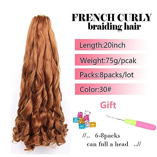 WoWCFyyds 8 Packs French Curl Braiding Hair 20 Inch Loose Wave Spiral curly braiding hair extensions 75g/Pack Soft French Curls Synthetic Hair Extensions for Braiding(30#) - Image 2