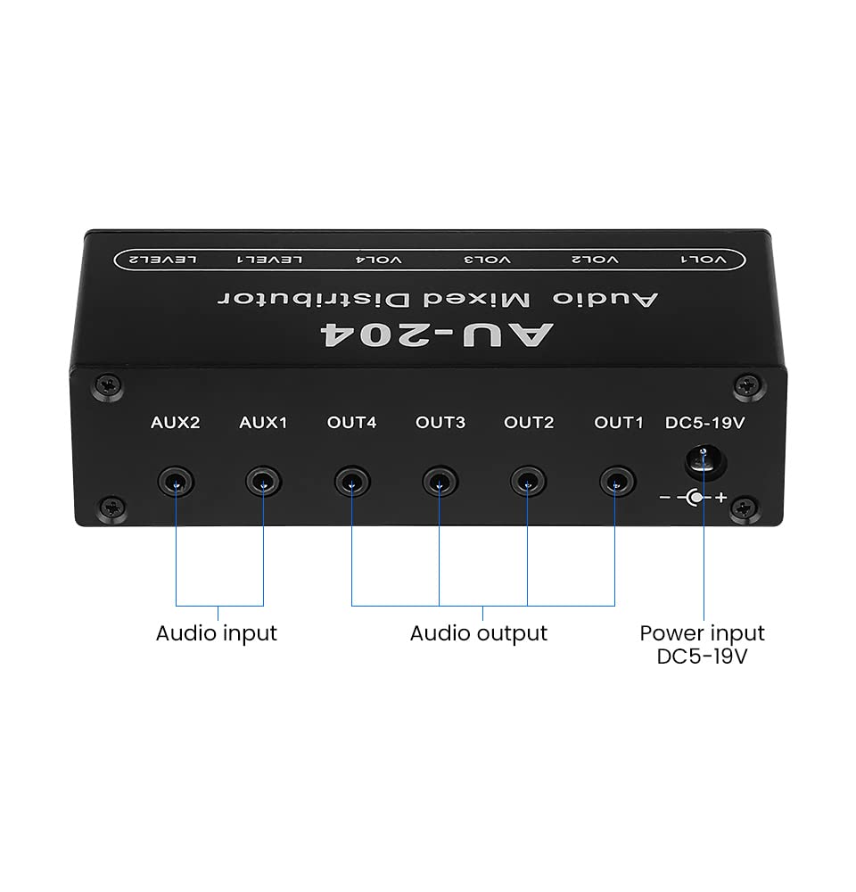 NATEFEMIN Audio Mixer Distributor Stereo Signal Selector Switcher Headphones Amplifier Signal Mixer Board + Case Accessory