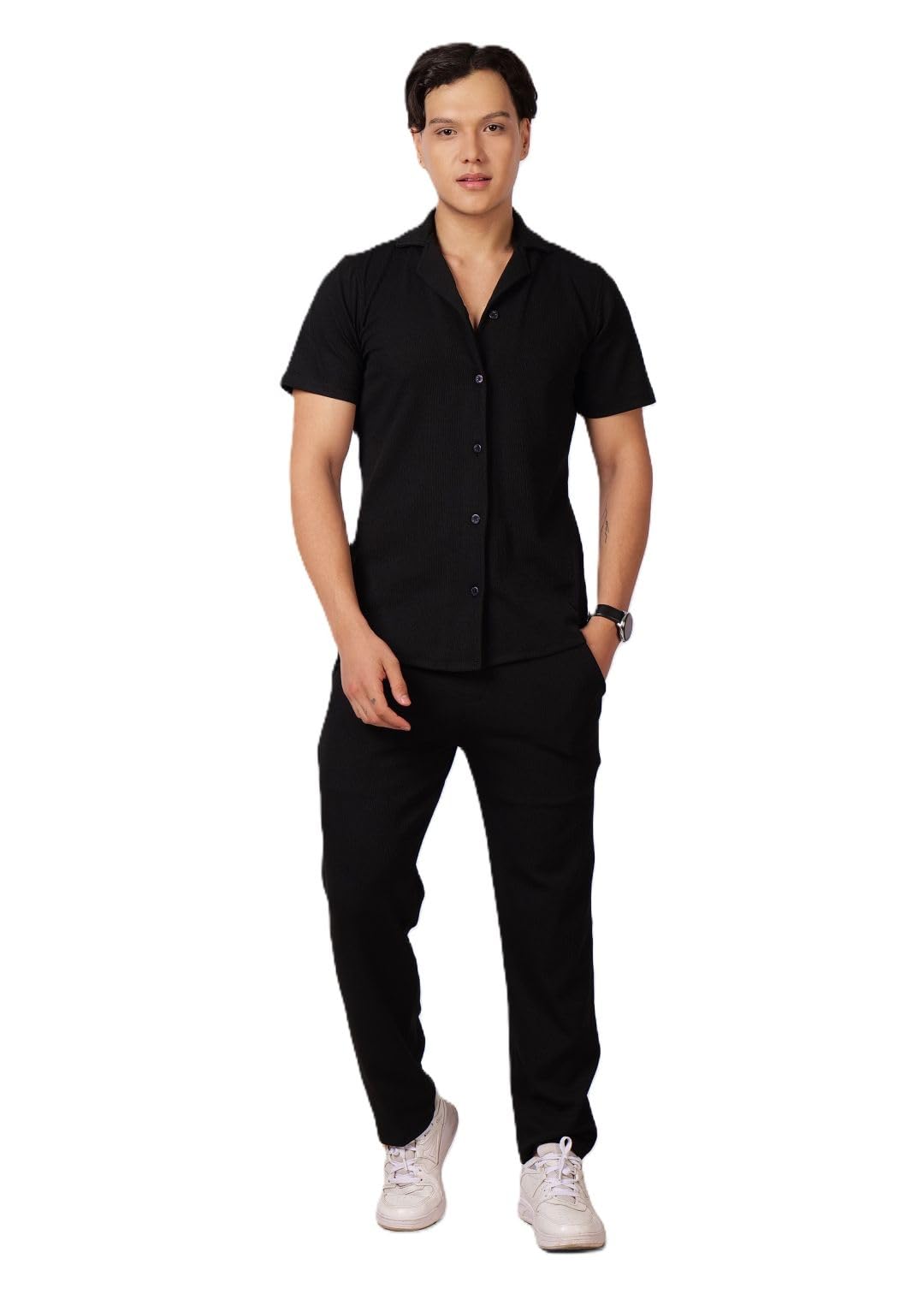 Men's Co-ord Set | Relaxed Fit Casual Shirt and Trouser Set | Summer Wear for Men | Soft Cotton Blend-image-34