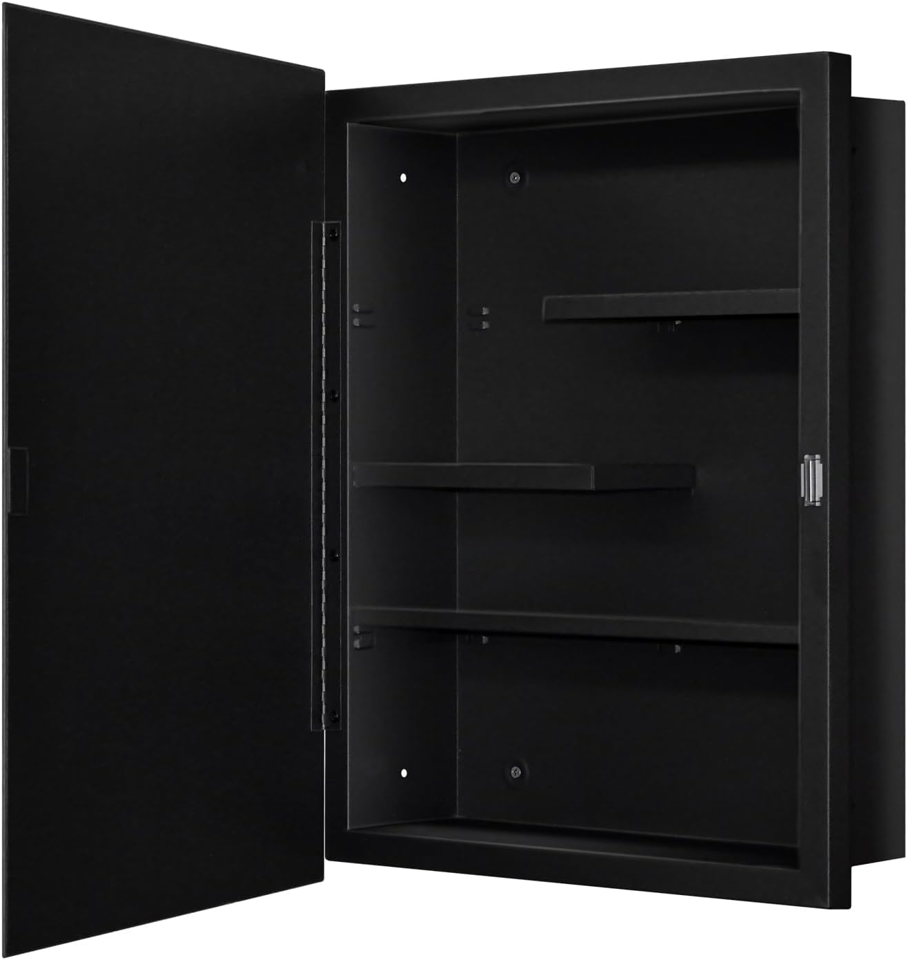Fundin Black Medicine Cabinet with 16 x 20 Beveled Mirror & Adjustable Staggered Shelves, Recessed or Surface Mount Bathroom Medicine Cabinet