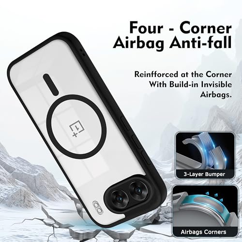 Image of V-TAN Back Cover for Oneplus Nord 4 5G Compatible Case, Matte Finish Transparent Magnetic Case, TPU, Camera Protective Shockproof Cover (Black)