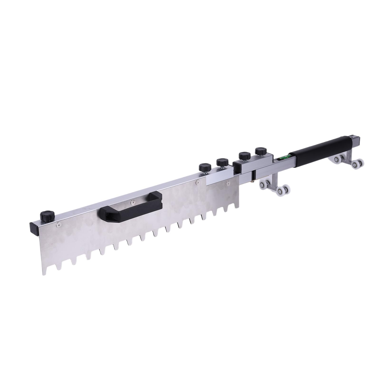 Tile Leveler Screeding Tools, Flooring Flat Leveling Tiling Tools, Aluminum Alloy Smoothing Trowel with Teeth Stainless Steel Flat, Adjustable Length for Improving Work Efficiency