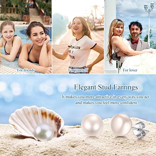 4-10mm Handpicked Freshwater Cultured Pearl Stud Earrings for Women 925 Sterling Silver Cartilage Earrings Minimalist Elegant Jewelry(with Gift Box)