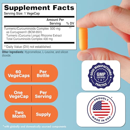 Image of Health Thru Nutrition Turmeric Curcumin Complex 500mg Supplement | as BCM-95 Curcugreen Clinically Studied | Vegan Certified (Pack of 60)