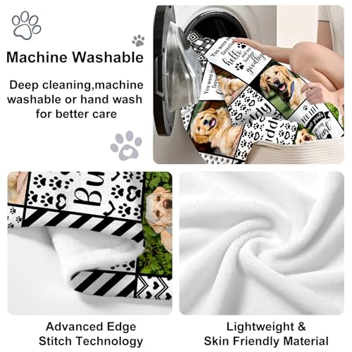 NIBESSER Personalisierte Geschenke Hunde Katzen Personalisierte Hundedecke mit Foto Name Kuscheldecke Katzen extra weiche softe Hundedecke für Unterwegs Sofa Bett