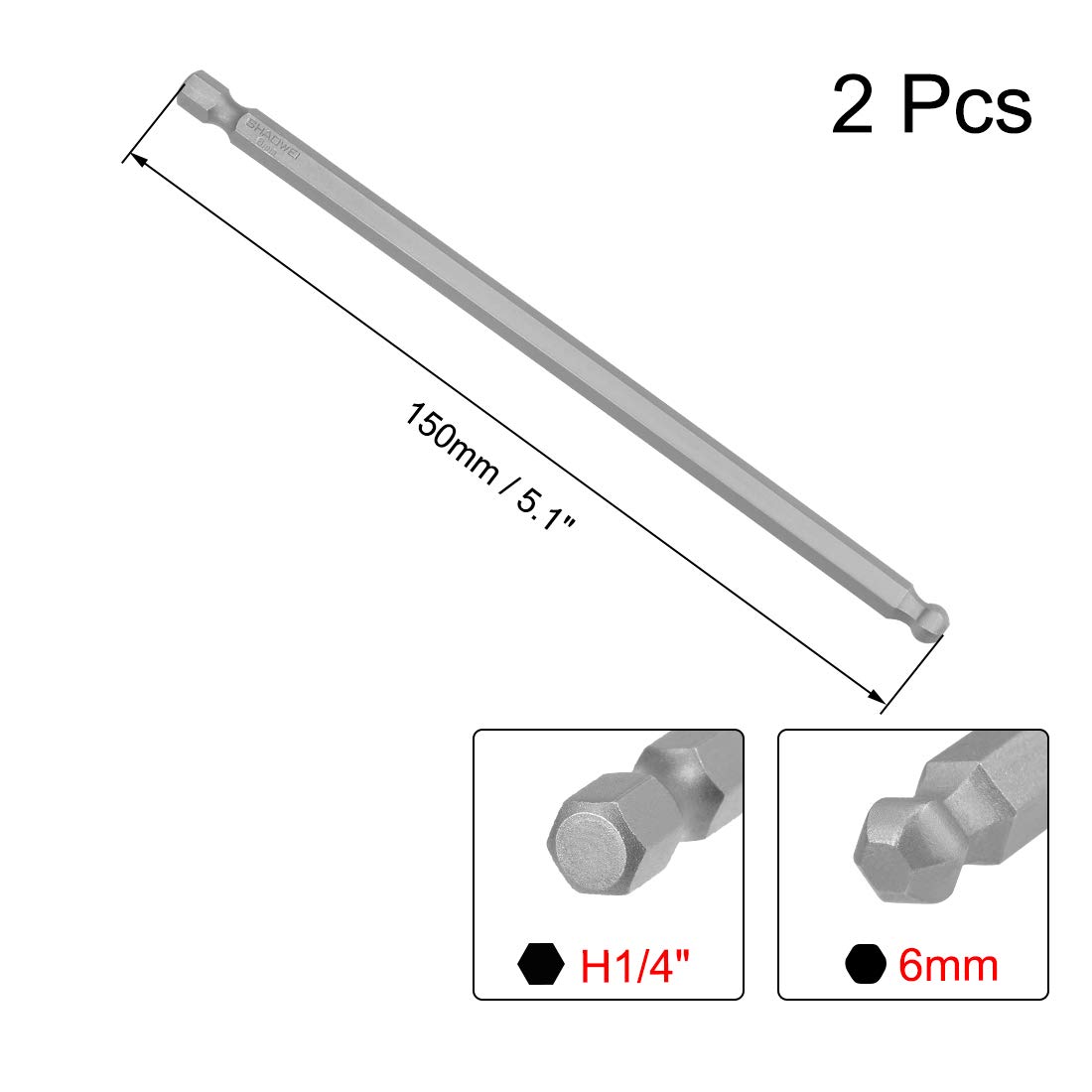Magnetischer Kugelkopf-Bit 1/4" Für Schraubendreher – H3, S2-Stahl, 150 Mm Länge