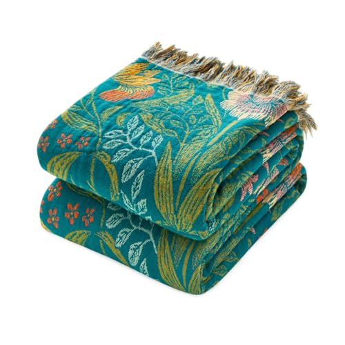 Boho Throw Blanket - 100% Cotton Soft Throw Blanket for