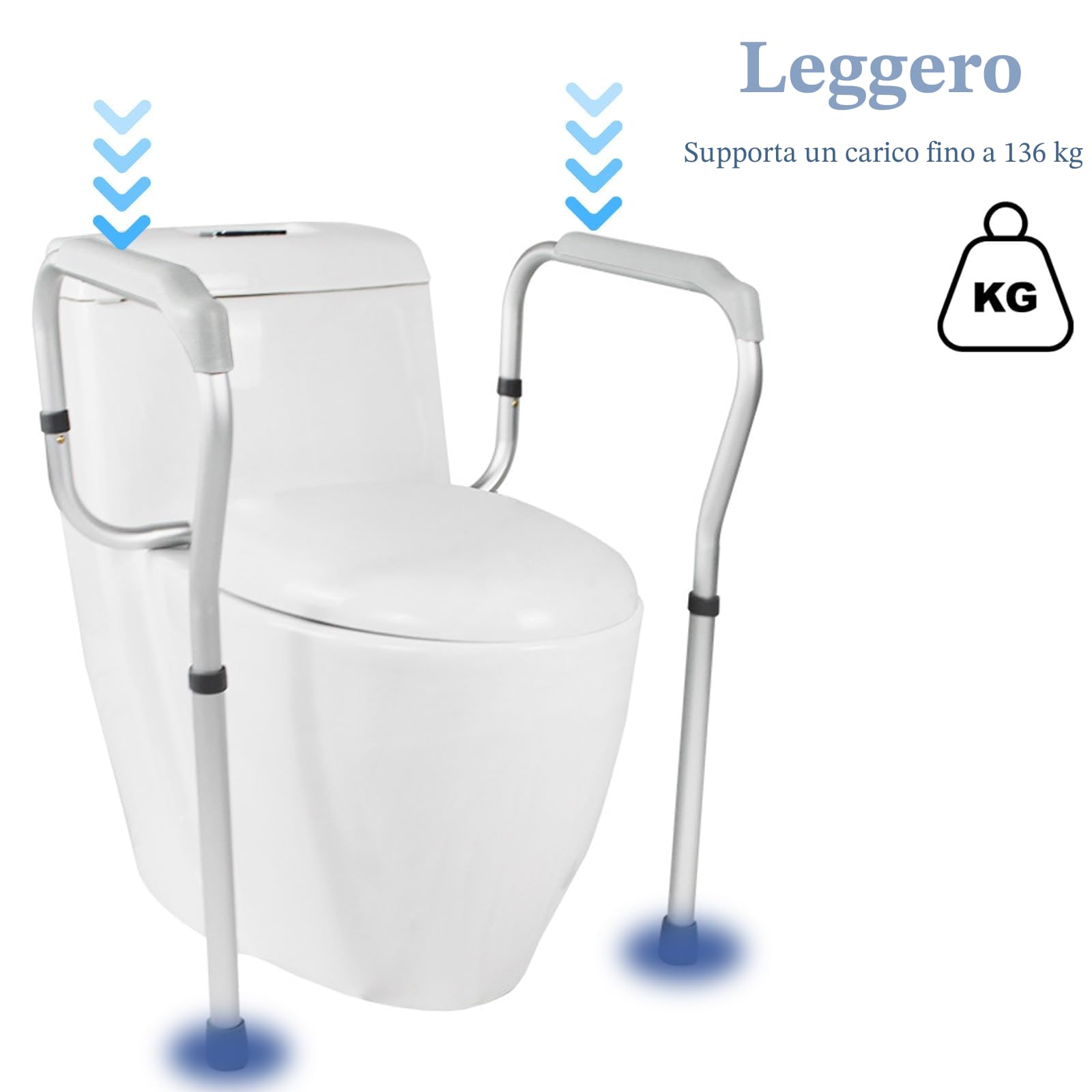 Ausilio per sollevarsi dal WC, Maniglioni per WC per Anziani, Alzawater con Braccioli, Alzawater con Altezza Regolabile, Ausilio per sollevarsi dal WC per Anziani e Persone Disabili