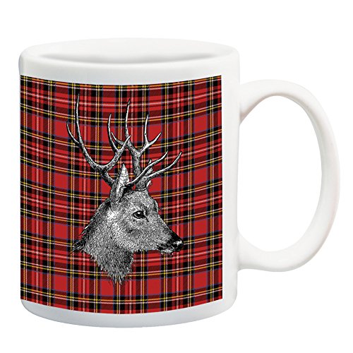 Tasse à motif de cerf sur fond tartan rouge Cover