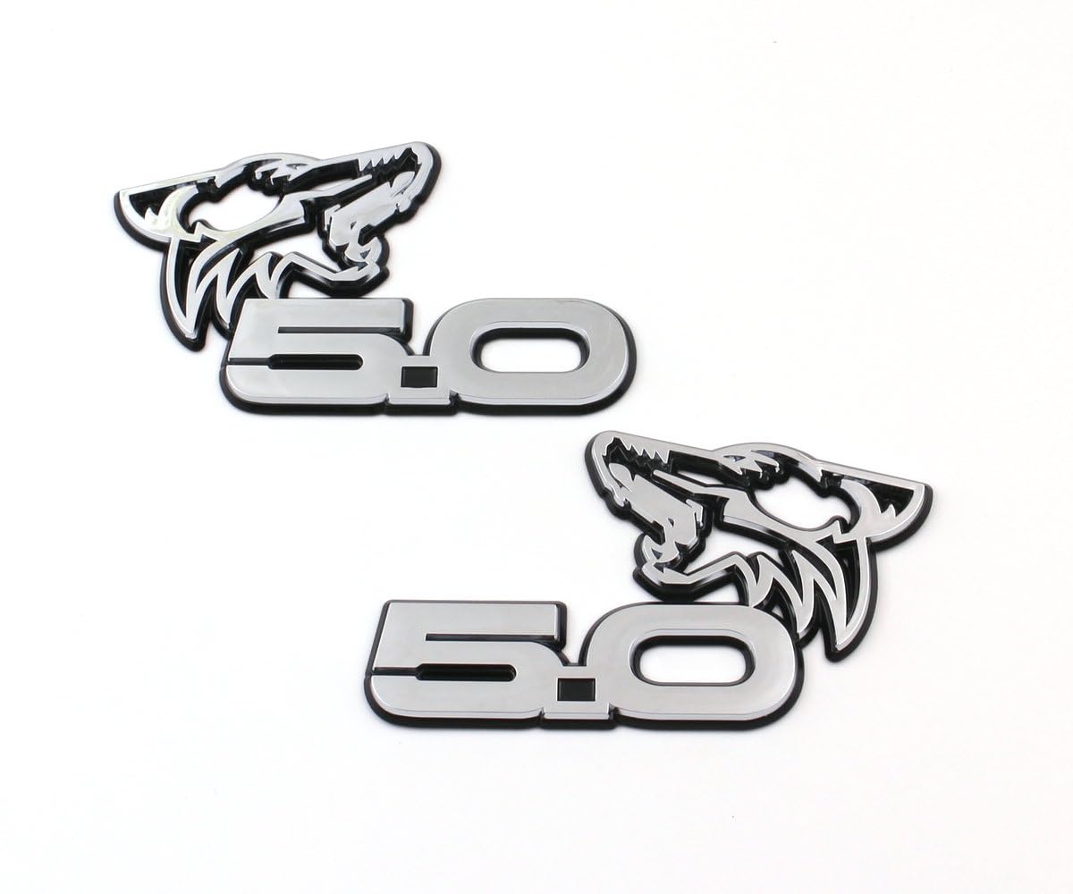 Pair Custom Coyote 5.0 Emblems Door Left Right 3D Badge Compatible with Mustang F150,Universal Car Vehicle, Truck (Chrome Black)