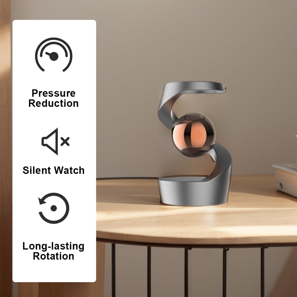 HTU Gravity Defying Kinetic Desk Toy Optical Illusion Desk Toy Spinners Desktop Floating Gyroscope for Office Desk Decor for Adults - Image 8