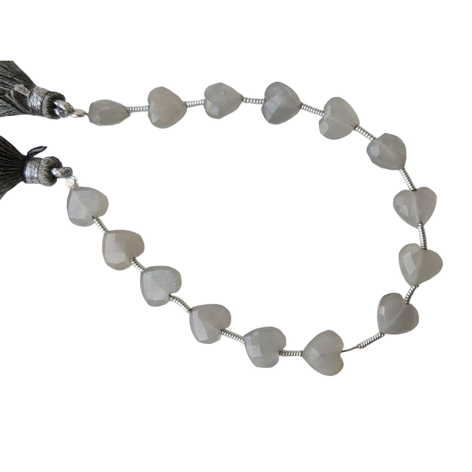 Donna Perline a forma di cuore in pietra di luna grigia da 8 mm, 7 pollici, 15 pezzi Perline diritte a cuore sfaccettato in pietra di luna grigia, ADG399