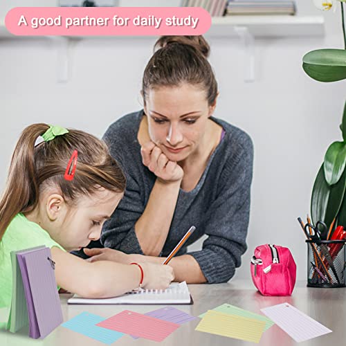 300Pcs 3X5 Inch Index Cards, Multicolor Lined Flash Cards With Rings Ruled Index Cards Punched Note Cards For Study, Record Home Classroom Office #TOP4