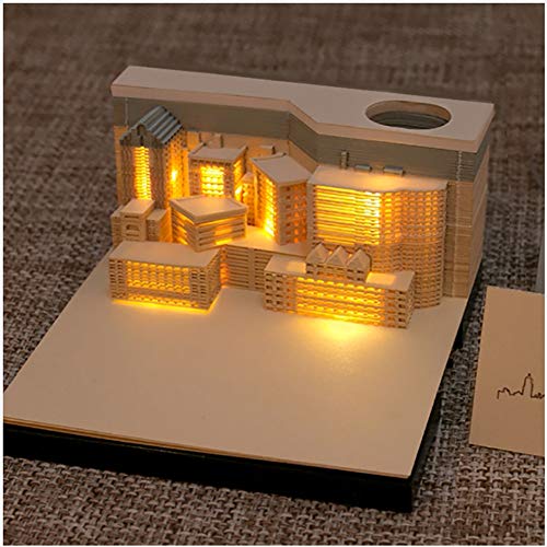 Memo Pads Paper Art with Light, Illuminated 3D Stick Notes Convenience Stickers Papers Card Craft, Creative DIY Post Notes Notepad, 1Pc 170 Sheets (City Night)