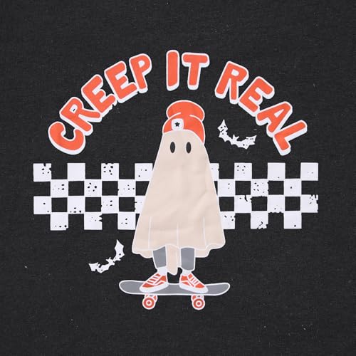 Kids Boy Girl Halloween Sweatshirt Ghost Creep It Real Crewneck Sweater Shirt Tops Spooky Season Fall Clothes 7-13Y 6