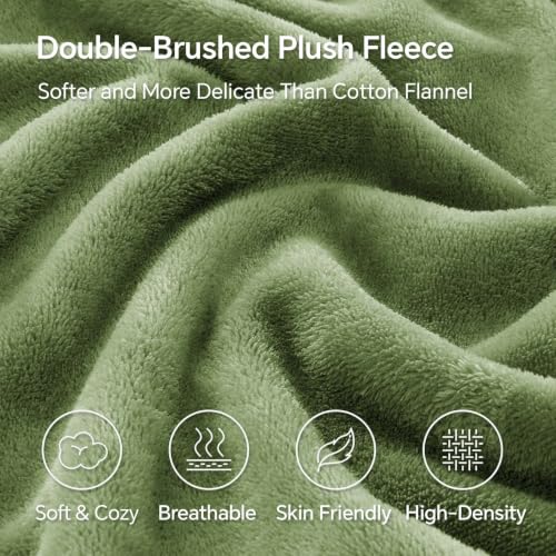Image of BEDELITE Flannel Full Fitted Sheet & Pillowcases Set, Green, 3 Pieces | Ultra Soft Plush Fleece Bed Sheet with Elastic Corner Straps, 16 Inch Deep Pocket, Fuzzy All-Season Gift & Room Decor
