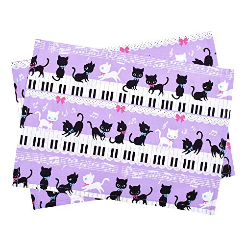 ランチョンマット 女の子 子供 布製 おしゃれ 給食 綿 ピアノの上で踊る黒猫ワルツ カラフルキャンディスタイル N3647300