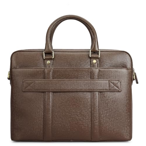 Image of Da Milano Leather Brown Laptop Bag for Men & Women | Laptop Messenger Bag | Fits Up To 15 inch Laptop | Ideal for Office Purpose (10007B-M)