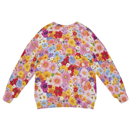 JUNZAN Spring Colorful Flowers Little Boys Sweatshirts Hoodies Fleece Kids Pullover Hoodie Sports 4T2