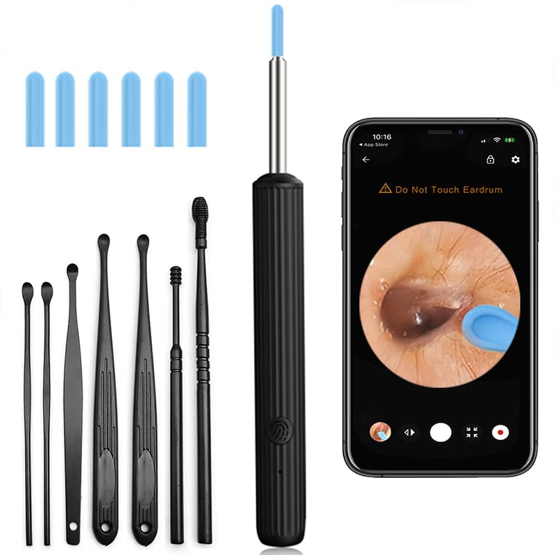 Ear Wax Removal,Earwax Remover Tool with Camera,Ear Cleaner with 6 LED Lights Otoscope for iOS & Android,Earwax Removal Kit with 7 Pcs Ear Pick(Including 5 Ear Spoon)