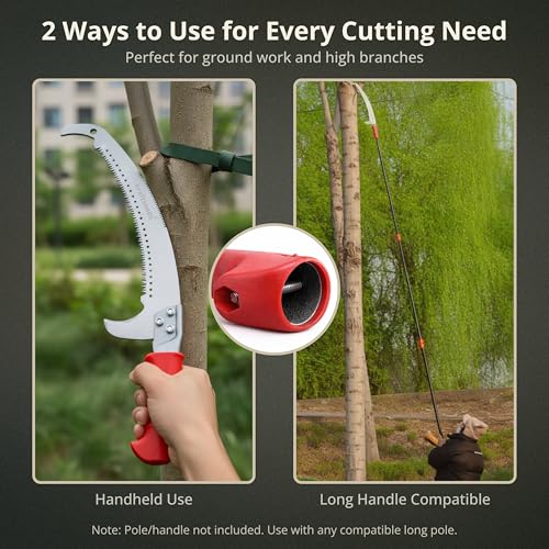 Image of Kraft Seeds Premium Curved Double Sided Pruning Saw, Tree Cutter Tools with Hooked Blade and Red Cover, Hand Saw Wood Cutter For Branch And Log Trimming